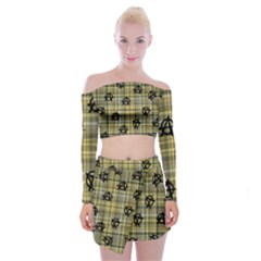 Yellow Plaid Anarchy Off Shoulder Top With Mini Skirt Set by snowwhitegirl