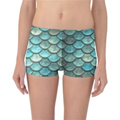 Aqua Mermaid Scale Reversible Boyleg Bikini Bottoms by snowwhitegirl