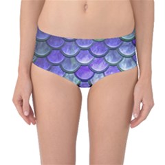 Blue Purple Mermaid Scale Mid-waist Bikini Bottoms by snowwhitegirl