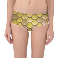 Yellow  Mermaid Scale Mid-waist Bikini Bottoms by snowwhitegirl