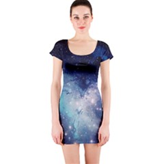 Nebula Blue Short Sleeve Bodycon Dress by snowwhitegirl