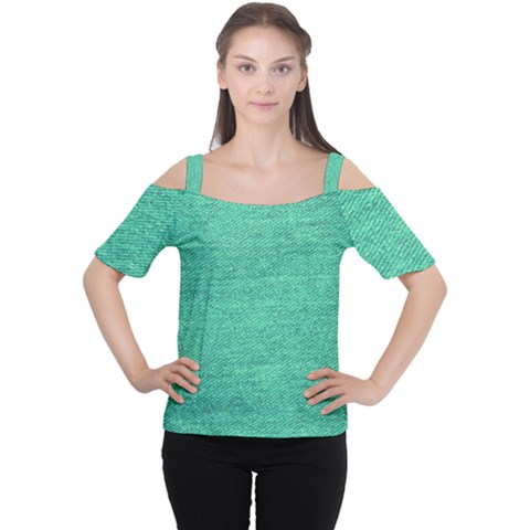 Green Denim Cutout Shoulder Tee by snowwhitegirl