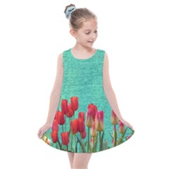 Green Denim Flowers Kids  Summer Dress by snowwhitegirl