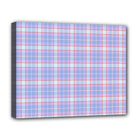 Pink Blue Plaid Deluxe Canvas 20  X 16   by snowwhitegirl