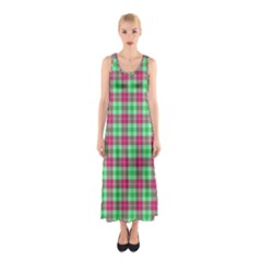 Pink Green Plaid Sleeveless Maxi Dress by snowwhitegirl