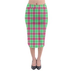 Pink Green Plaid Midi Pencil Skirt by snowwhitegirl