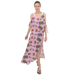 Fast Food Pink Maxi Chiffon Cover Up Dress by snowwhitegirl