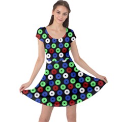 Eye Dots Green Blue Red Cap Sleeve Dress by snowwhitegirl