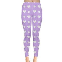 Hearts Dots Purple Leggings  by snowwhitegirl