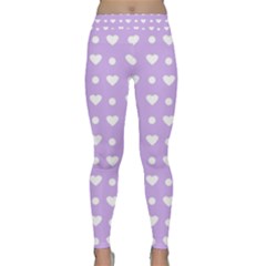 Hearts Dots Purple Classic Yoga Leggings by snowwhitegirl