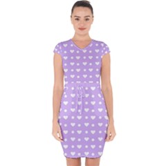 Hearts Dots Purple Capsleeve Drawstring Dress  by snowwhitegirl