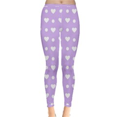 Hearts Dots Purple Inside Out Leggings by snowwhitegirl