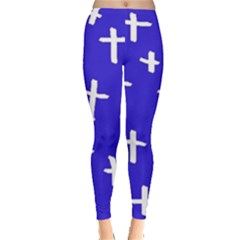 Blue White Cross Leggings  by snowwhitegirl