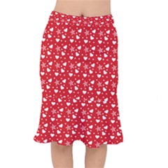 Hearts And Star Dot Red Mermaid Skirt by snowwhitegirl