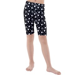 Hearts And Star Dot Black Kids  Mid Length Swim Shorts by snowwhitegirl