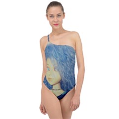 Blue Hair Boy Classic One Shoulder Swimsuit by snowwhitegirl