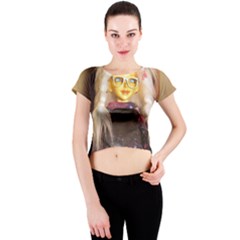 Eating Lunch Crew Neck Crop Top by snowwhitegirl