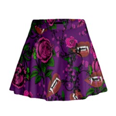 Purple  Rose Vampire Mini Flare Skirt by snowwhitegirl