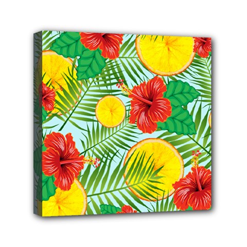 Orange Tropics Blue Mini Canvas 6  X 6  by snowwhitegirl