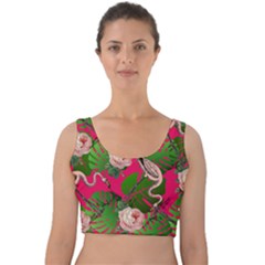 Flamingo Floral Pink Velvet Crop Top by snowwhitegirl