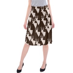 Brown Deer Pattern Midi Beach Skirt by snowwhitegirl