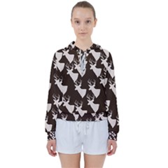 Brown Deer Pattern Women s Tie Up Sweat by snowwhitegirl