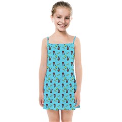 School Girl Pattern Blue Kids Summer Sun Dress by snowwhitegirl