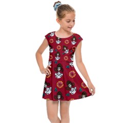 Girl With Dress Red Kids Cap Sleeve Dress by snowwhitegirl