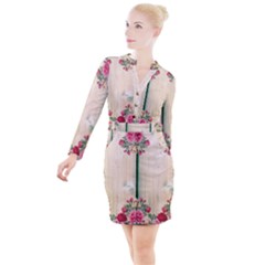 Roses 1944106 960 720 Button Long Sleeve Dress by vintage2030