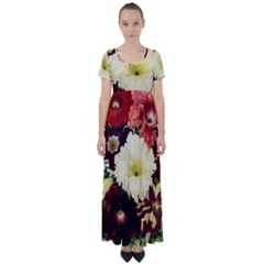 Flowers 1776585 1920 High Waist Short Sleeve Maxi Dress by vintage2030