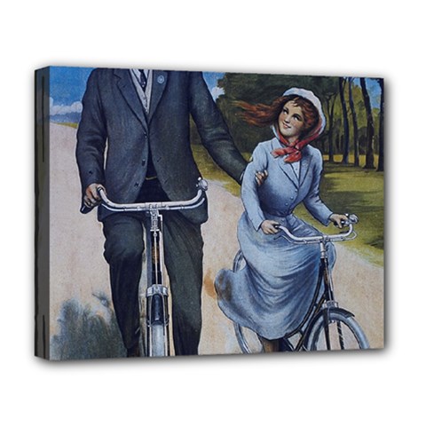 Couple On Bicycle Deluxe Canvas 20  X 16  (stretched) by vintage2030