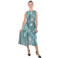 Green Tree Midi Tie-back Chiffon Dress by vintage2030