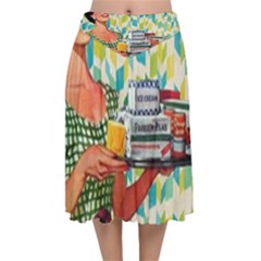 Retro Cokk Velvet Flared Midi Skirt by vintage2030