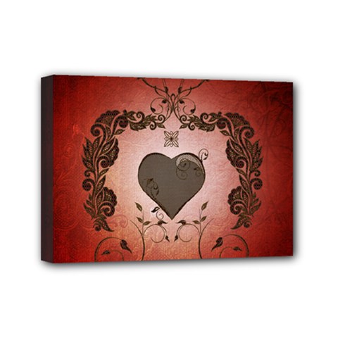 Wonderful Heart With Decorative Elements Mini Canvas 7  X 5  (stretched) by FantasyWorld7