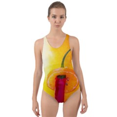 Three Red Chili Peppers Cut-out Back One Piece Swimsuit by FunnyCow