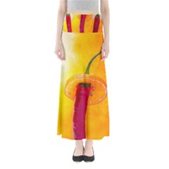 Three Red Chili Peppers Full Length Maxi Skirt by FunnyCow