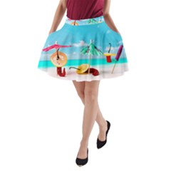 Red Chili Peppers On The Beach A-line Pocket Skirt by FunnyCow