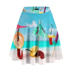 Red Chili Peppers On The Beach High Waist Skirt by FunnyCow