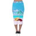 Red Chili Peppers On The Beach Velvet Midi Pencil Skirt View2