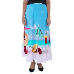 Red Chili Peppers On The Beach Flared Maxi Skirt by FunnyCow