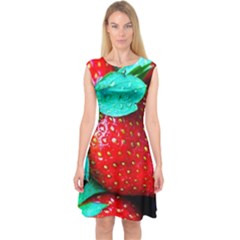 Red Strawberries Capsleeve Midi Dress by FunnyCow