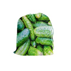 Pile Of Green Cucumbers Drawstring Pouch (large) by FunnyCow