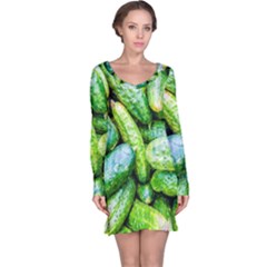 Pile Of Green Cucumbers Long Sleeve Nightdress by FunnyCow