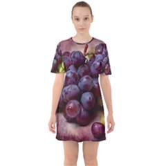 Red And Green Grapes Sixties Short Sleeve Mini Dress by FunnyCow