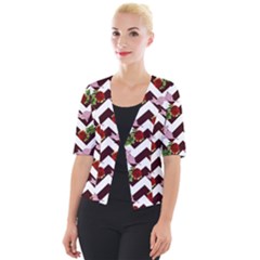 Cat Rose Chevron Cropped Button Cardigan by snowwhitegirl