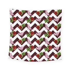 Cat Rose Chevron Square Tapestry (small) by snowwhitegirl