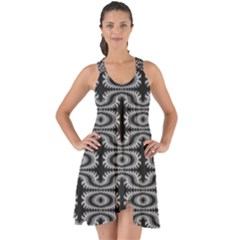 Monochrome Centipede Arabesque Show Some Back Chiffon Dress by linceazul