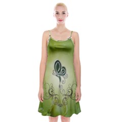 Wonderful Butterlies , Green Colors Spaghetti Strap Velvet Dress by FantasyWorld7