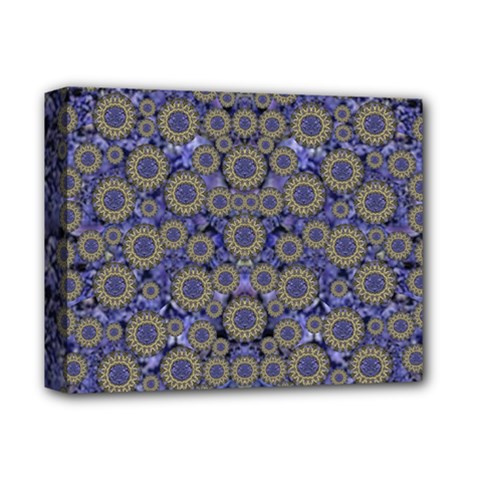 Blue Small Wonderful Floral In Mandalas Deluxe Canvas 14  X 11  (stretched) by pepitasart