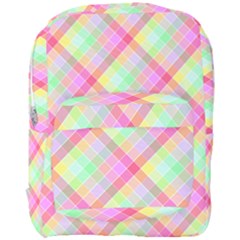 Pastel Rainbow Tablecloth Diagonal Check Full Print Backpack by PodArtist